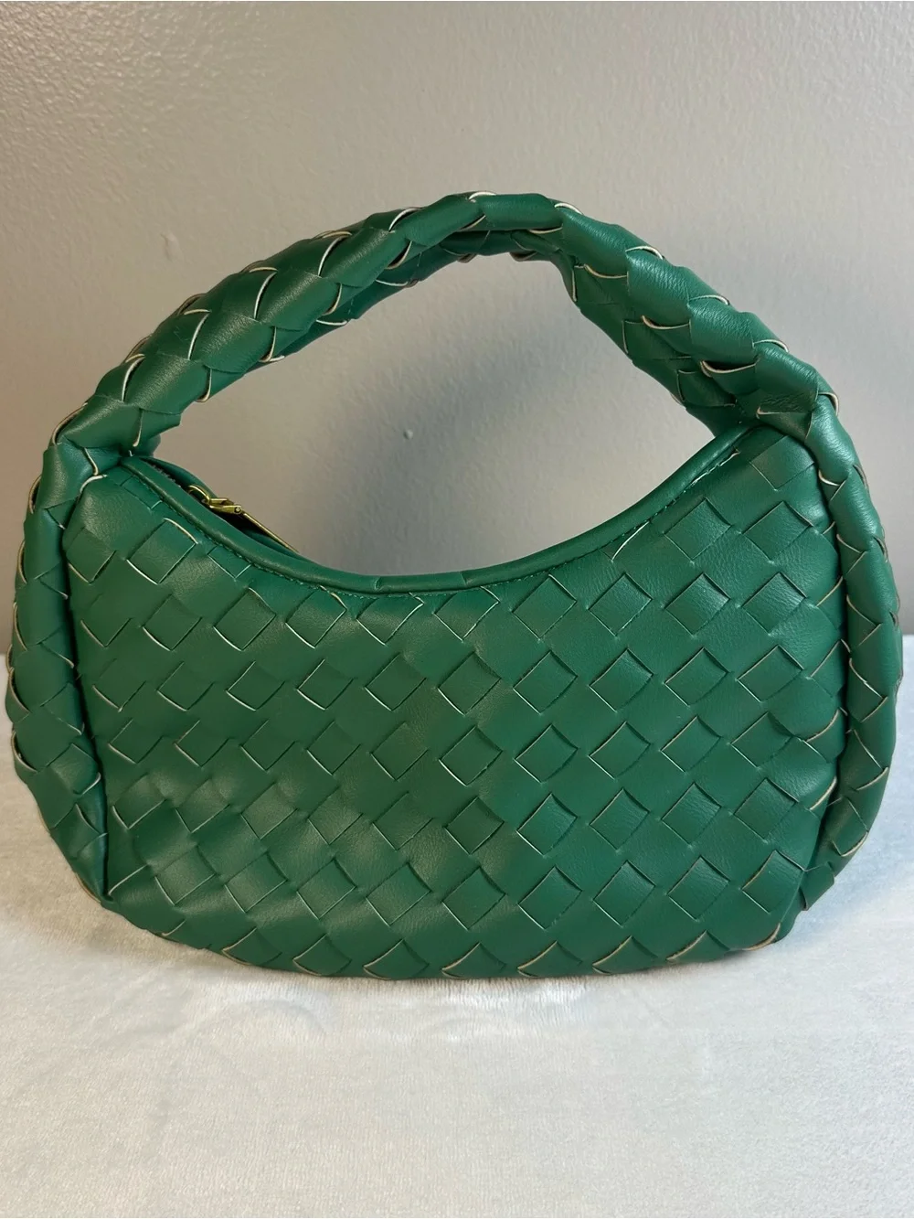 Green Woven Hobo Shoulder Bag